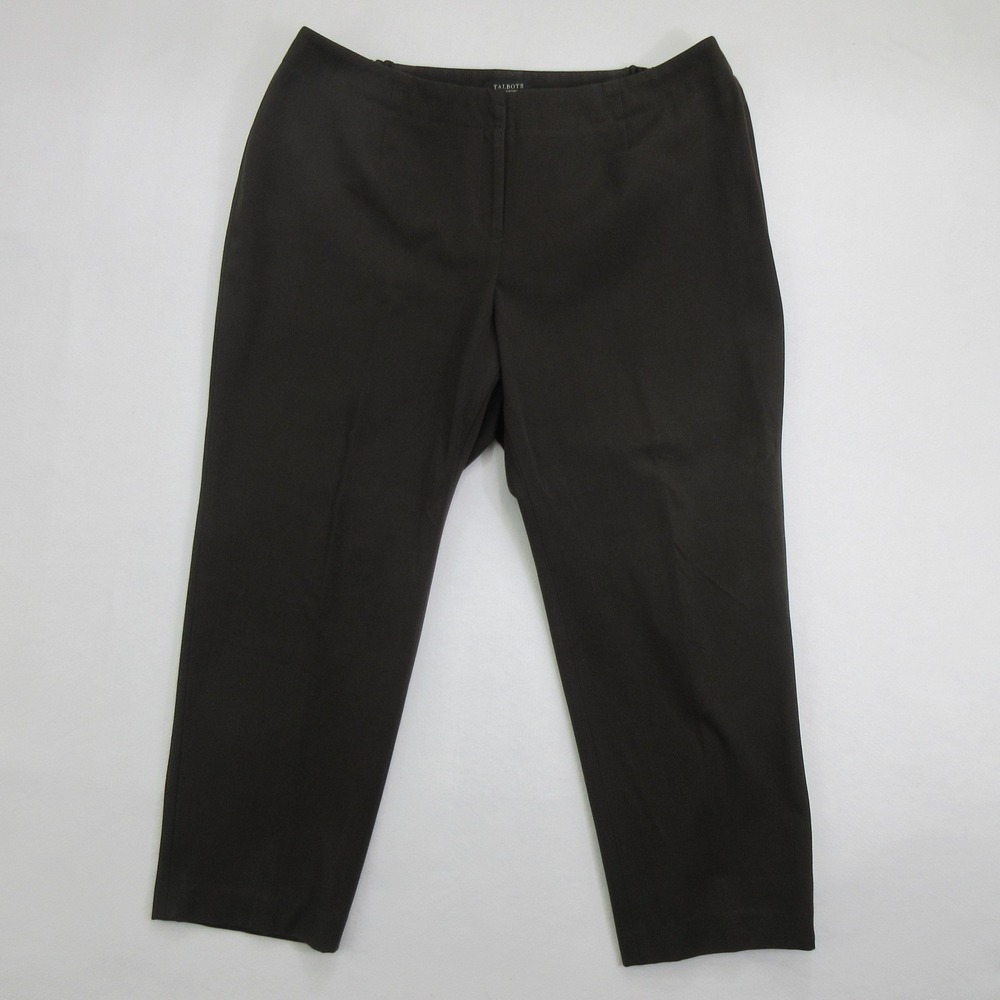 Talbots Womens Pants 20WP Brown Straight Leg Stretch Petites